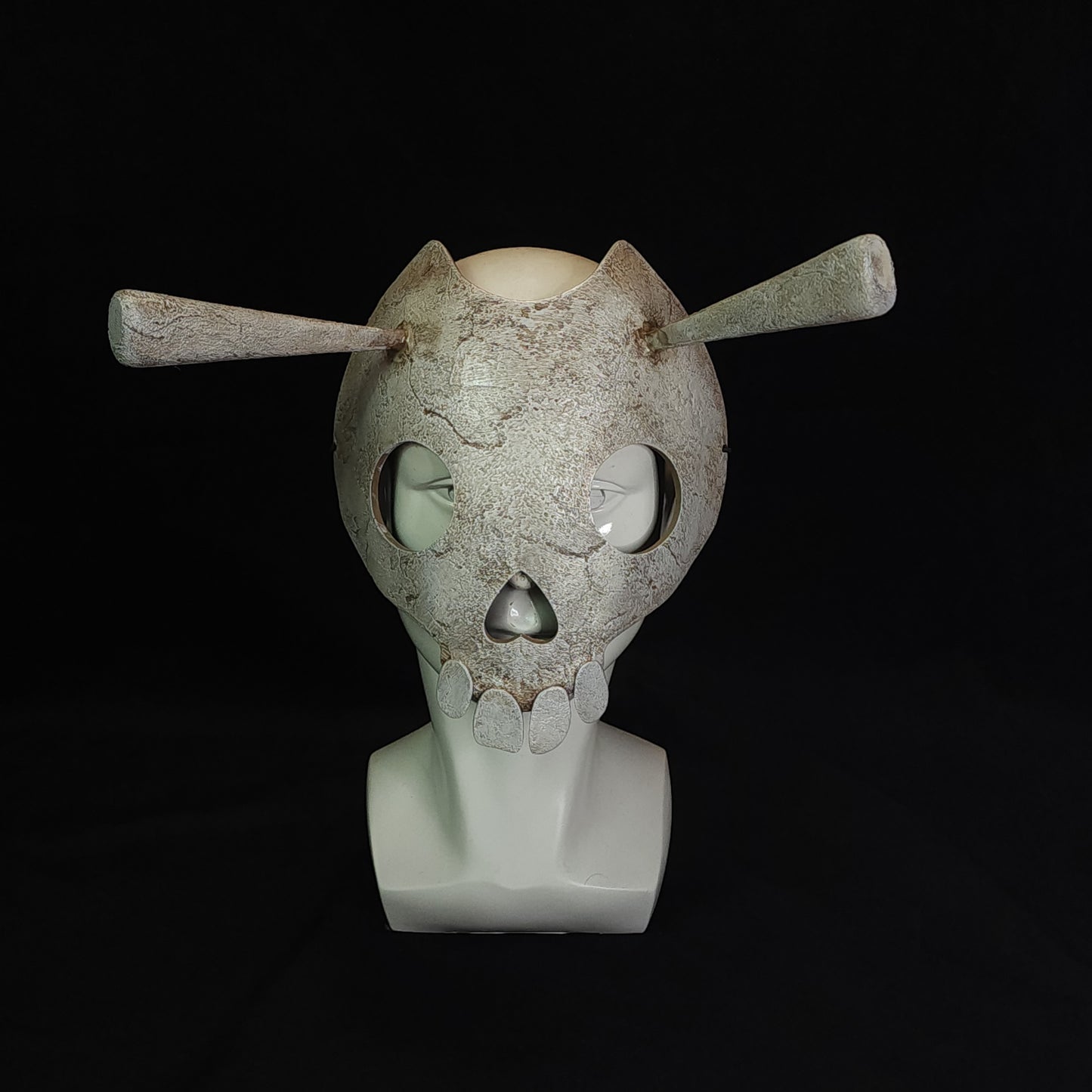 Artistic angled shot of Zelda Skull Mask showcasing overall craftsmanship