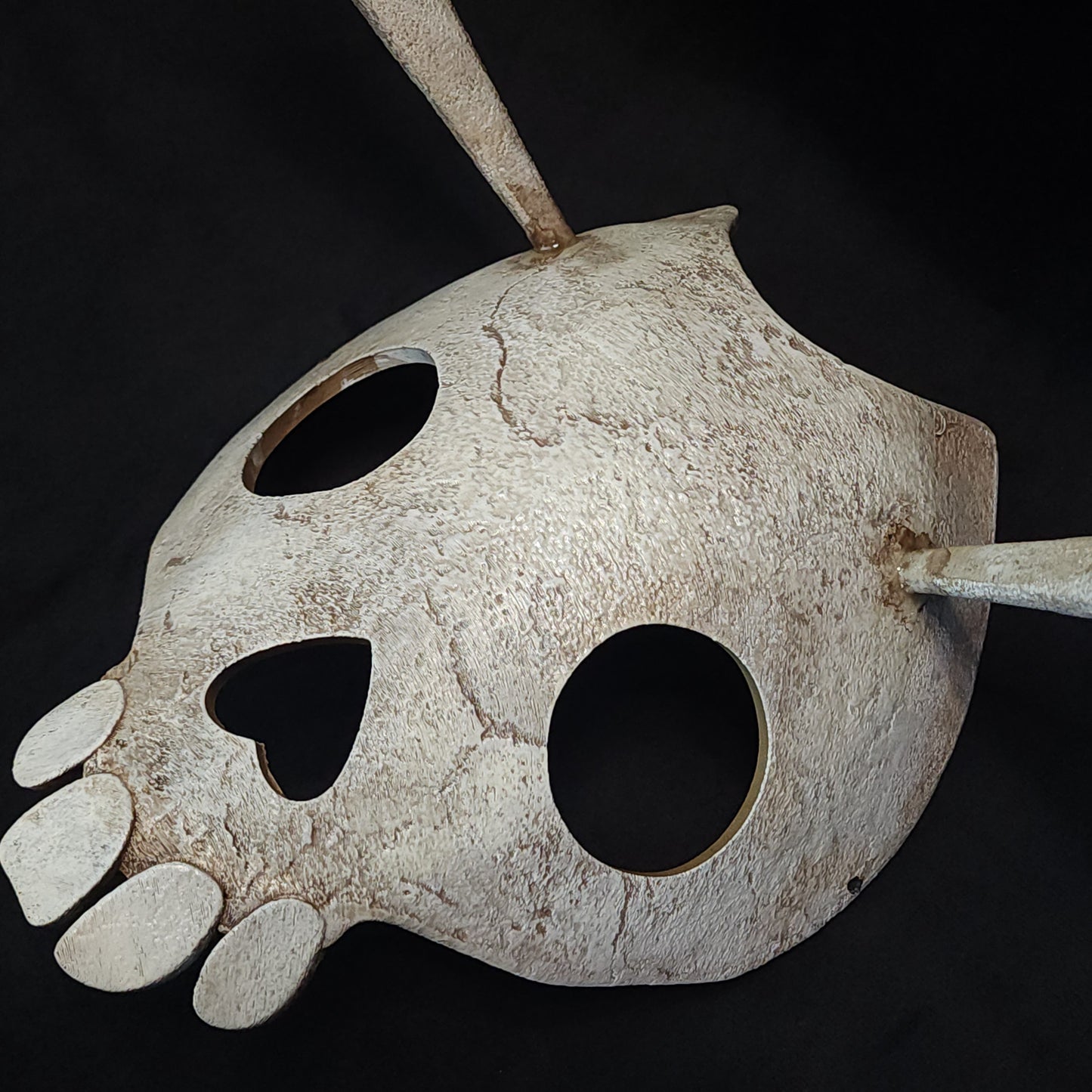 Side angle of Zelda Skull Mask highlighting intricate detailing