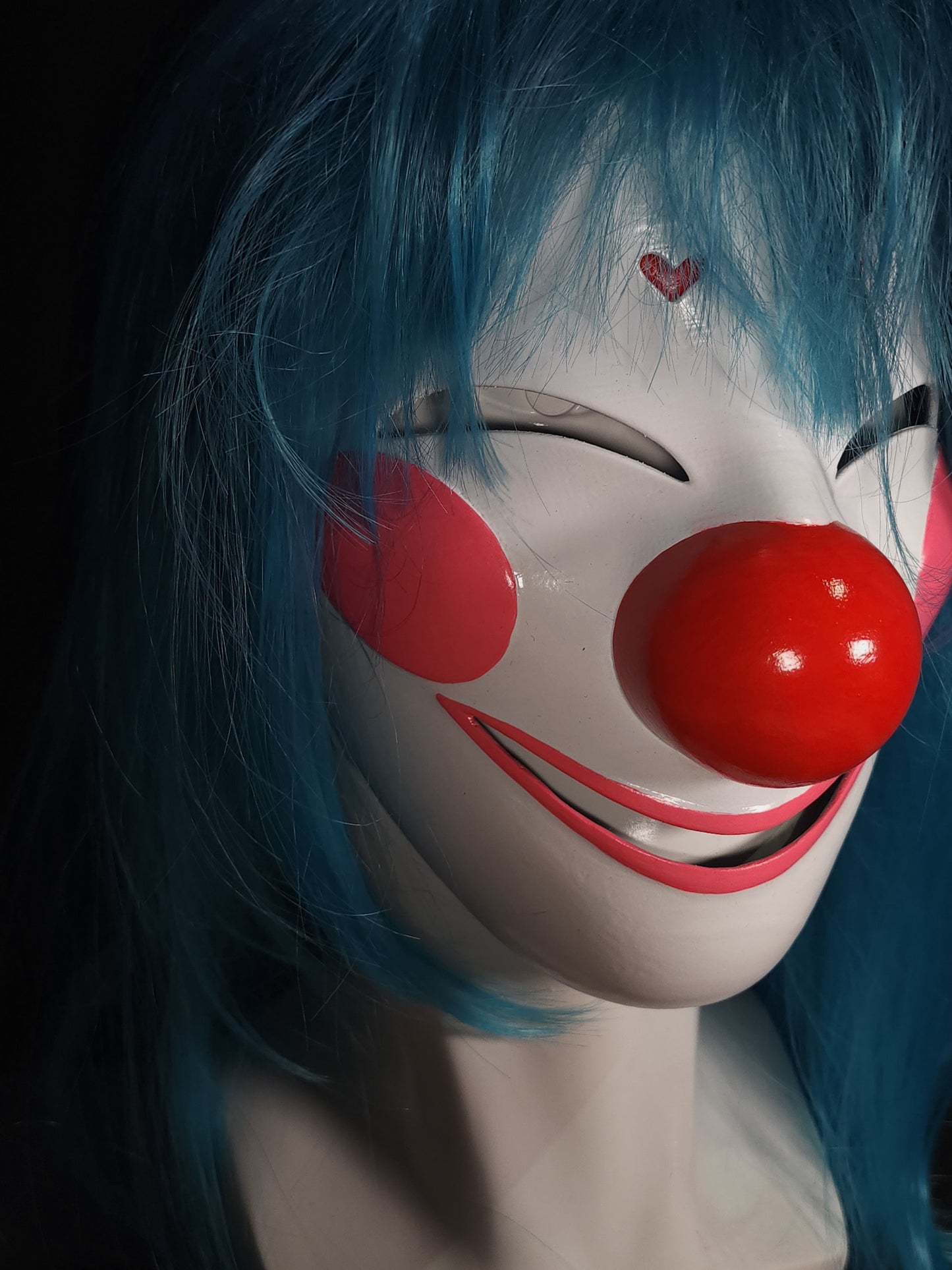 Clown Mask Roblox with wig, close-up detail