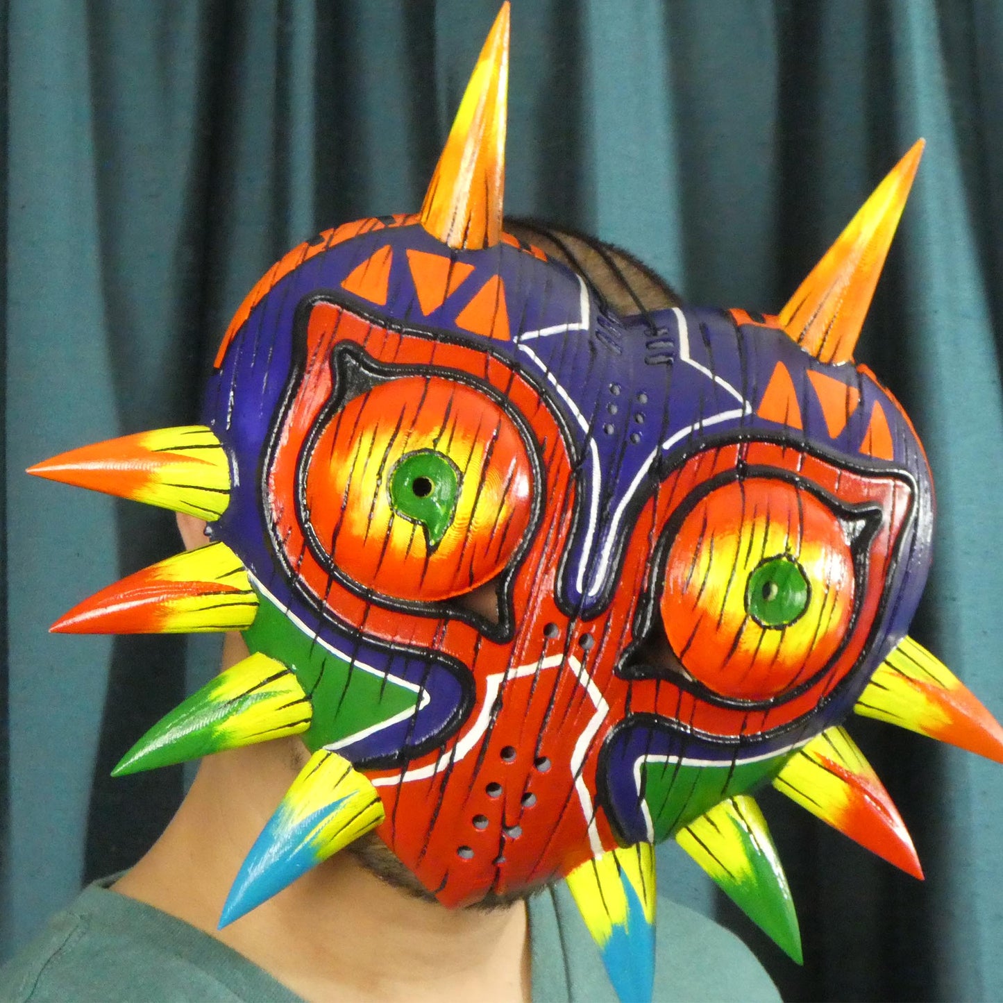Side angle of Majora’s Mask on display