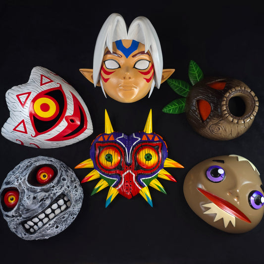 Majora's Mask 6-piece wall art set featuring iconic masks from The Legend of Zelda: Majora's Mask.